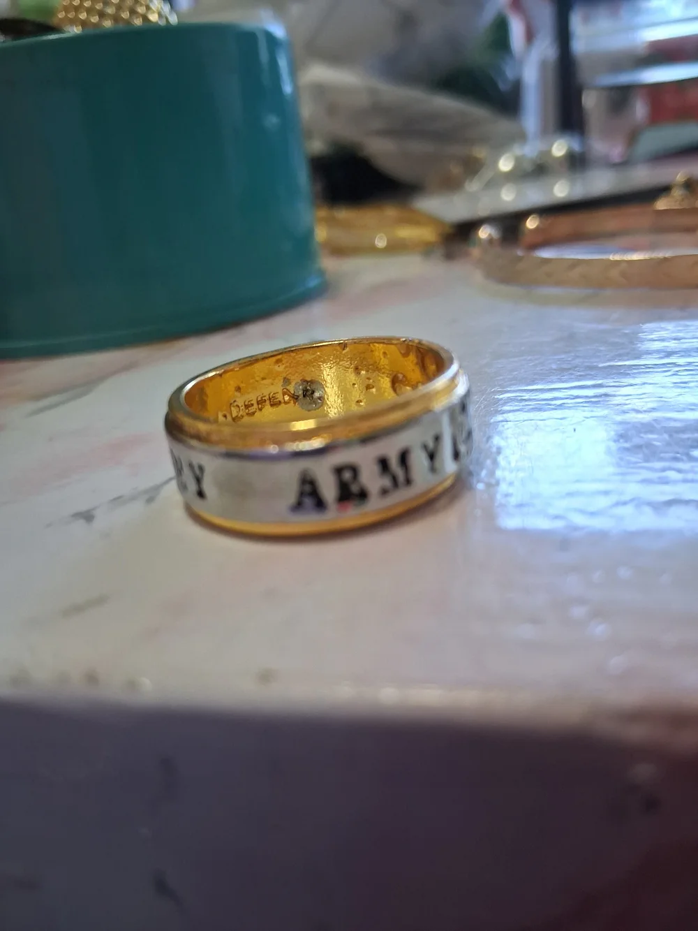Gold and Silver Two-Tone Inspirational Army Ring -  Jewelry